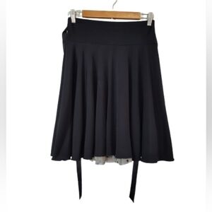 Joe Benbasset Womens Black Midi Skirt With Polka Dot Trim Tier Lining Size Small